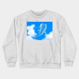 whale shark swimming in the sky Crewneck Sweatshirt